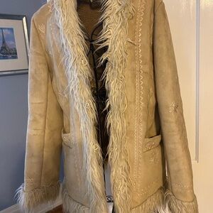 70’s style suede with fur collar & cuffs